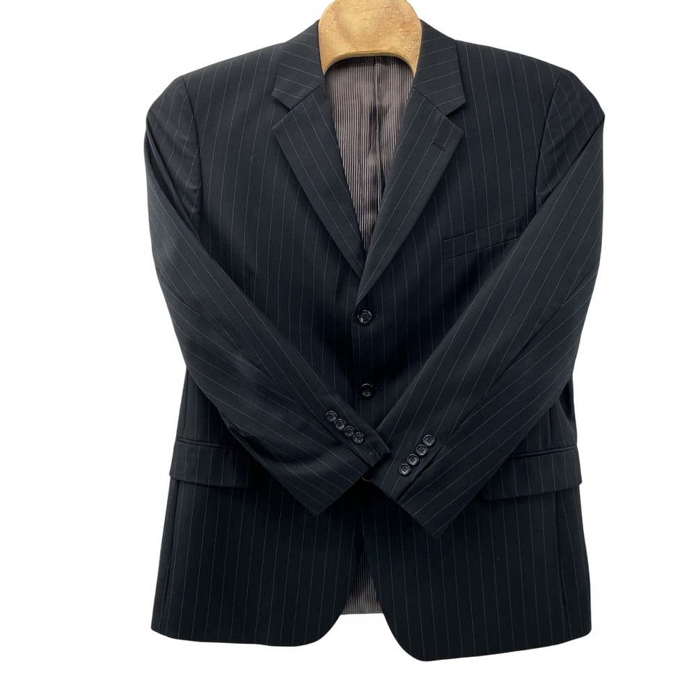 Caravelli Mens Superior 150s Pinstripe Suit Jacket Blazer Navy Blue 50R